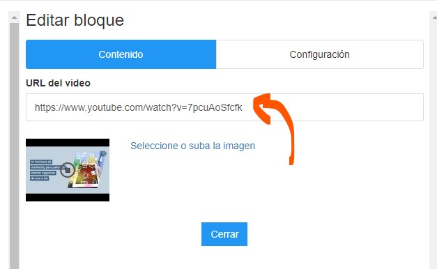 insertar un vídeo en un boletín de email