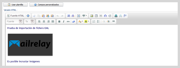 importacion fichero eml mailrelay