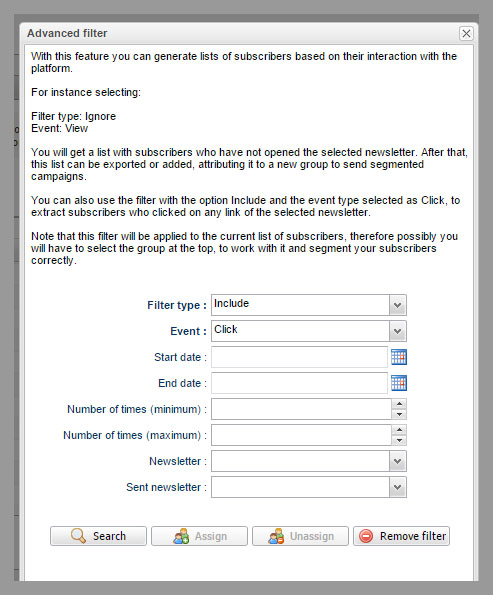Analysis of a subscriber list after sending a mailing 3