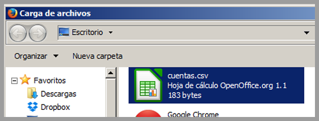Selecciona el fichero csv