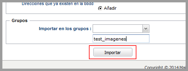 Selecciona el grupo al que importar 