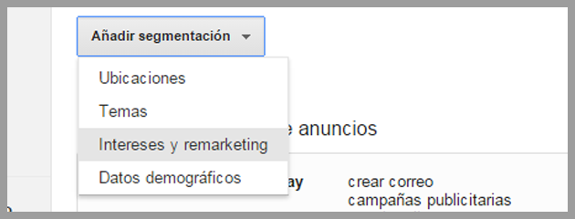 Selección de segmentos Selección de segmentos