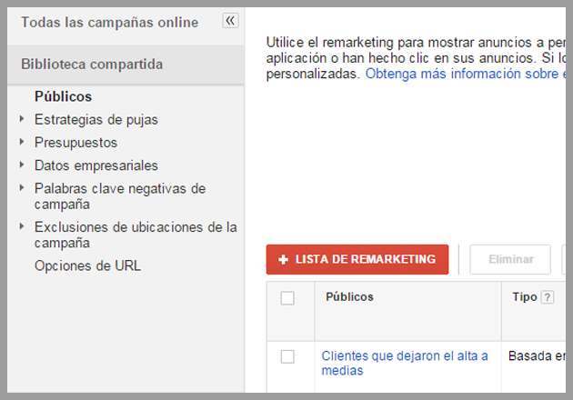 Cómo crear una nueva lista de remarketing Cómo crear una nueva lista de remarketing