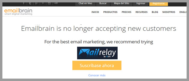 Emailbrain is not accepting new customers en