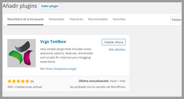 añadir plugin wodpress vcgs