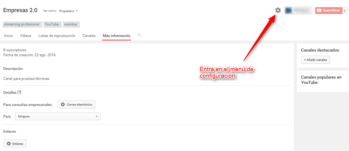 Accede al menú configuración