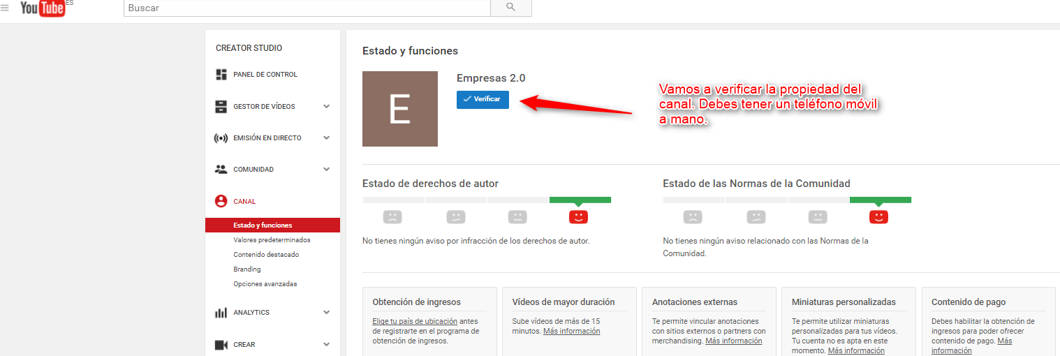Verifica tu canal