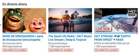 Emisiones en directo de Youtube