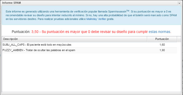 Informe de spam Informe de spam