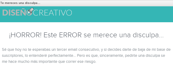 Newsletter con error Newsletter con error