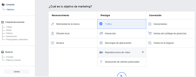tipos de campañas de facebook
