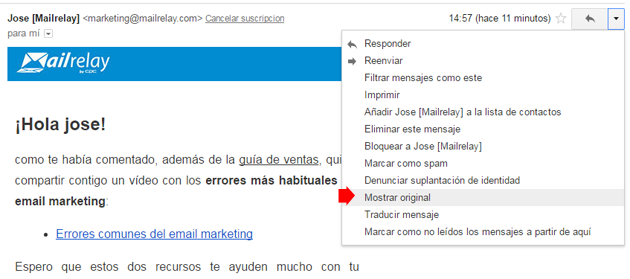gmail mostrar original gmail mostrar original