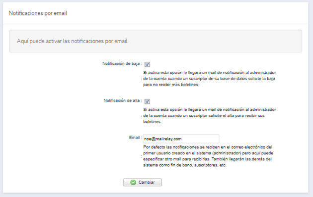 baja de newsletter