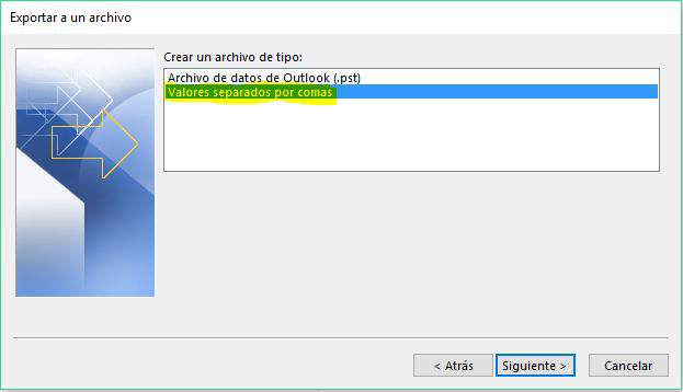 exportar contactos outlook