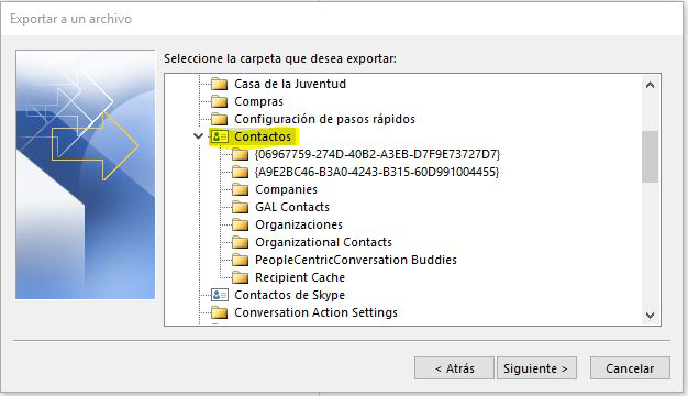 exportar contactos outlook