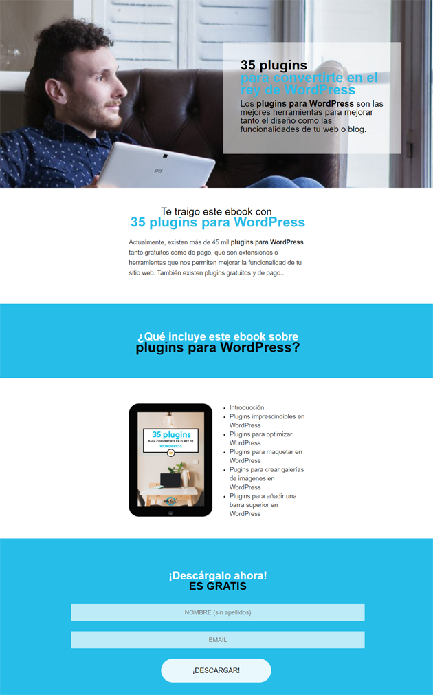 ejemplos de landing pages