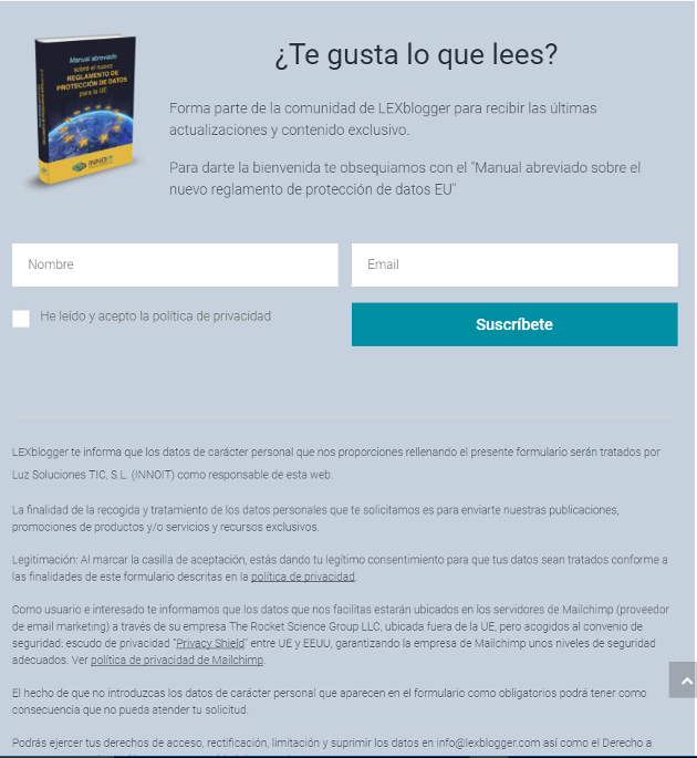 ejemplo de formulario de suscripción