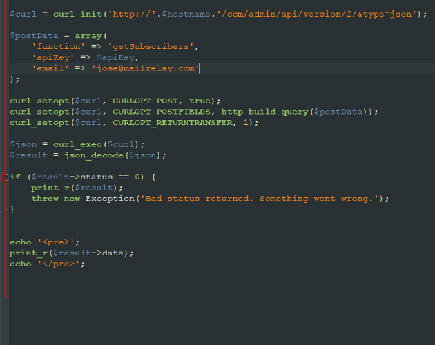ejemplo API Mailrelay