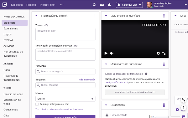 rellenar los datos del vídeo 