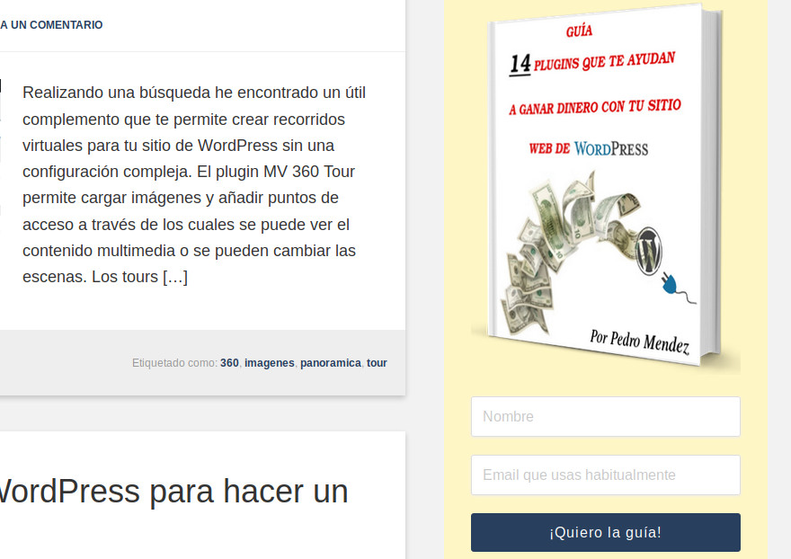 Incluye un formulario de suscripción en el sidebar de la web