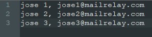 Formato del fichero a importar