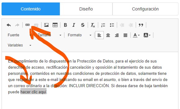 Enlace de baja editor Mailrelay Enlace de baja editor Mailrelay