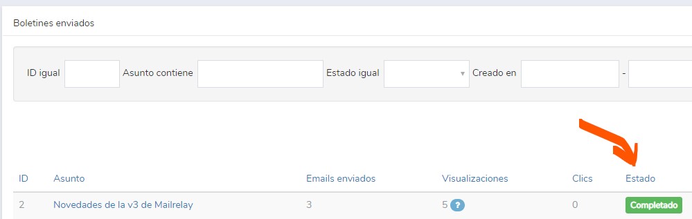 listado de mailings enviados listado de mailings enviados