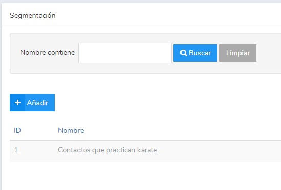 listado de segmentos listado de segmentos