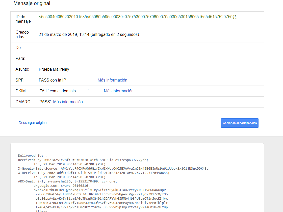 comprobación SPF y DKIM