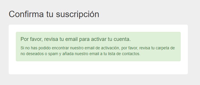 probando el formulario de suscripción