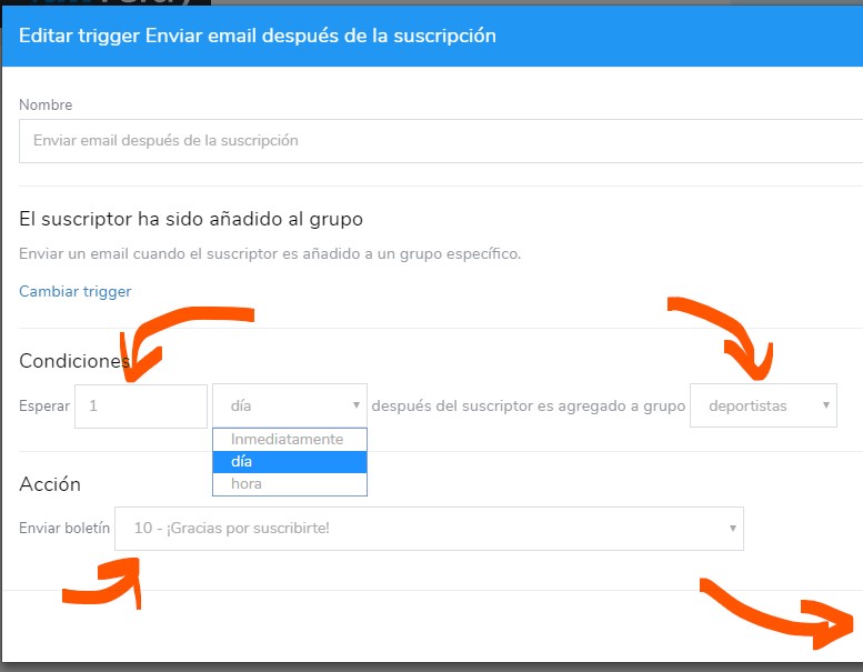configuración del autorespondedor