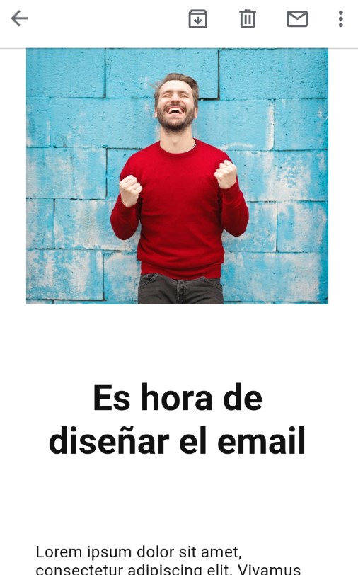 ejemplo de newsletter en móvil