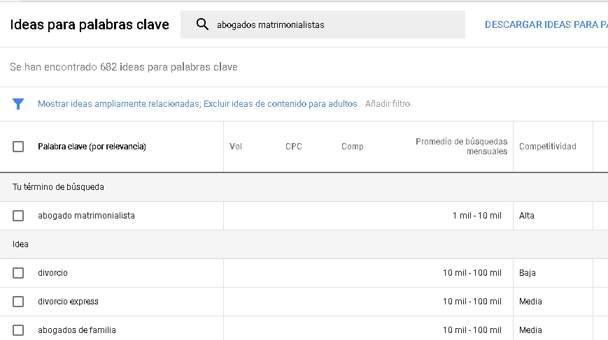Encontrar “long tails” utilizando el Planificador de palabras clave de Google Ads