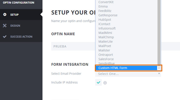 Custom HTML form