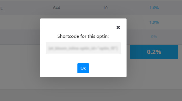 ventana con el shortcode