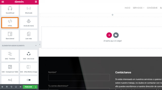 tendrás que buscar el módulo de código HTML.