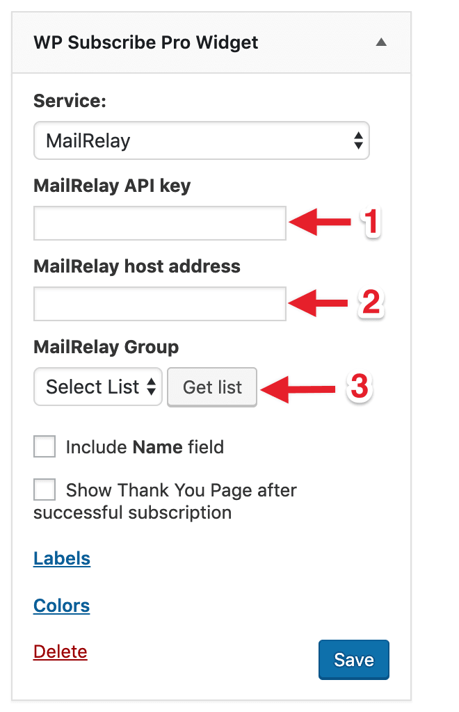 WP Subscribe Pro widget WP Subscribe Pro widget