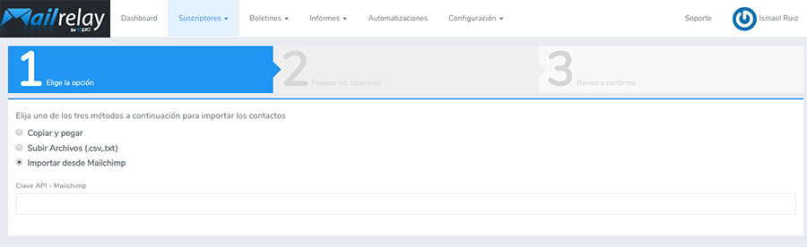 Importar suscriptores