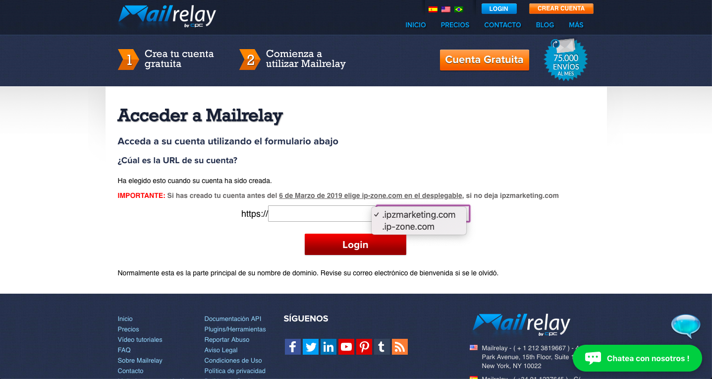 login de Mailrelay
