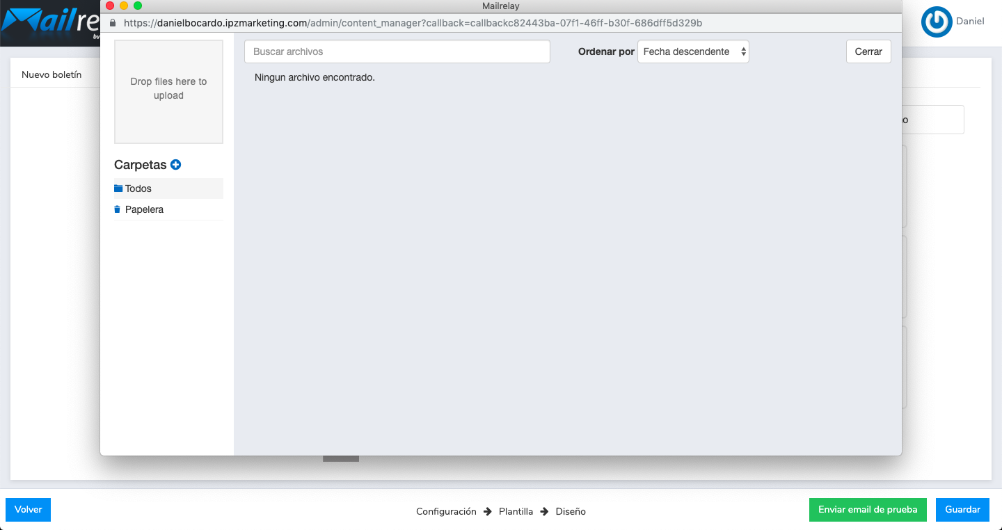 subir imágenes editor Mailrelay