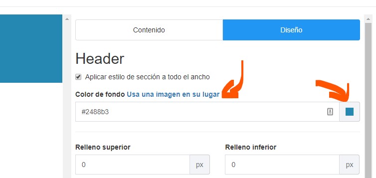Imágenes de fondo en las secciones Imágenes de fondo en las secciones