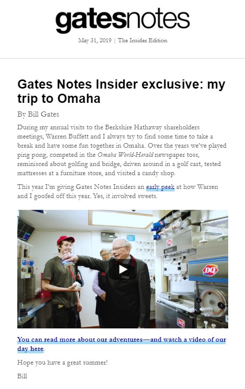 Ejemplo de newsletter 3: Gatesnotes