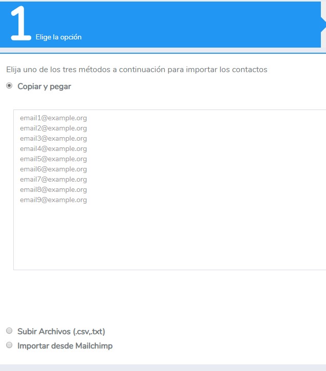 Importar los contactos para tu mailing masivo