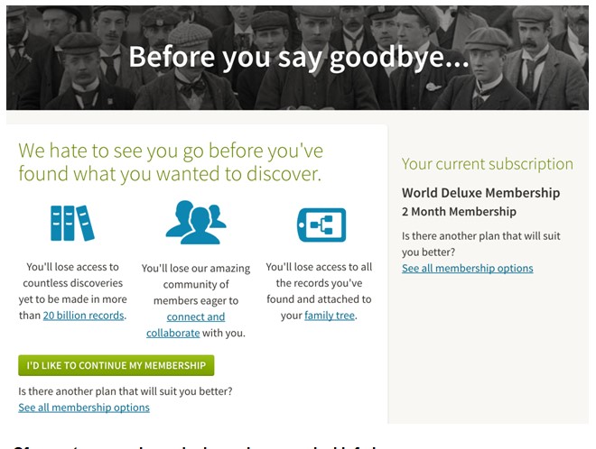 Ancestry account cancellation Ancestry account cancellation