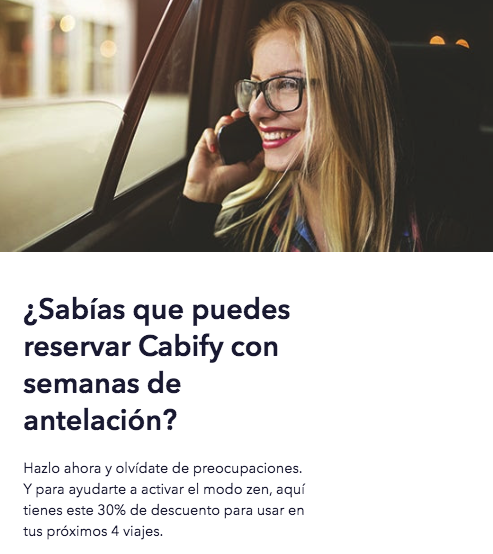 ejemplo de email de Cabify ejemplo de email de Cabify