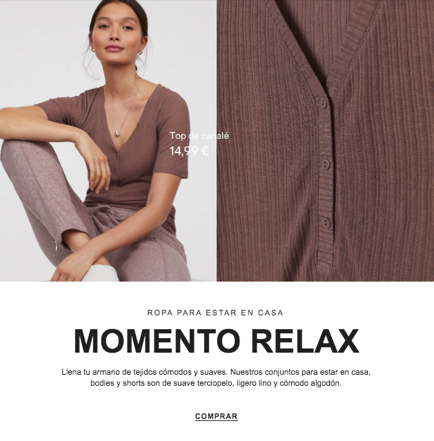Ejemplo de email comercial de H&M Ejemplo de email comercial de H&M
