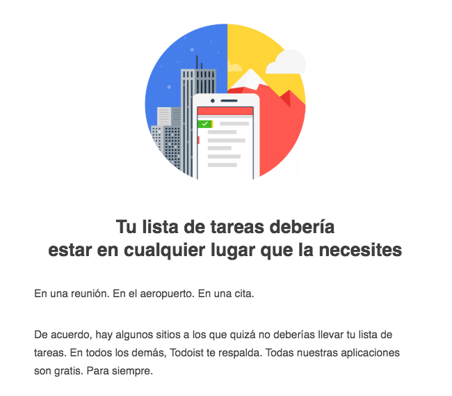 Ejemplo de email comercial de Todoist Ejemplo de email comercial de Todoist