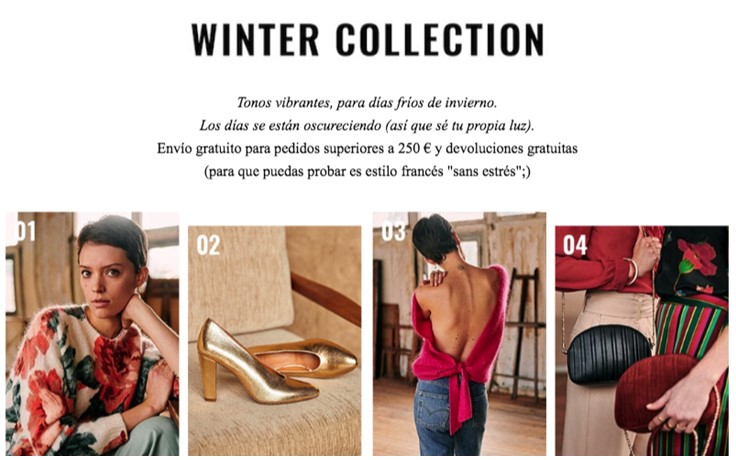 Ejemplo de email comercial de Sezane Ejemplo de email comercial de Sezane