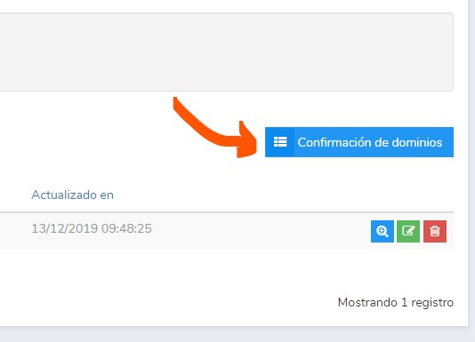 confirmación de dominios