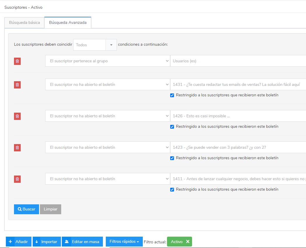 filtros de suscriptores filtros de suscriptores